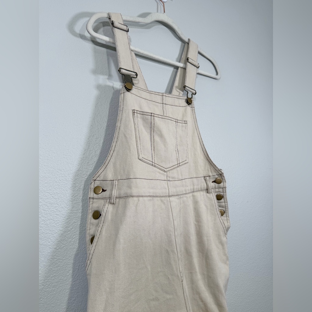 Nwt Gary Bandit Overall Jumpsuit Adjustable Straps Side Button Brown Tan Women S — image 2 of 7